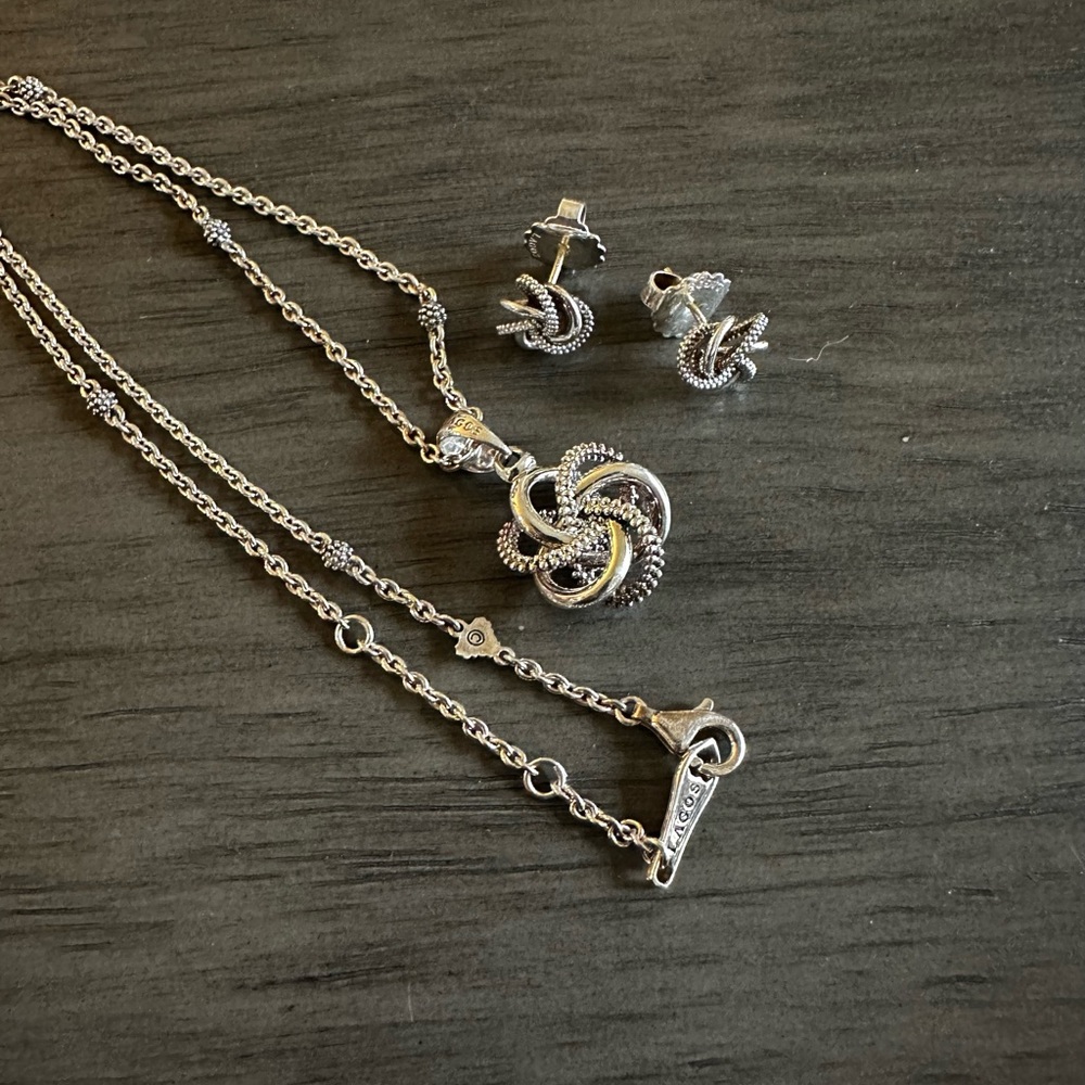 LAGOS love knot necklace & earrings LIKE NEW